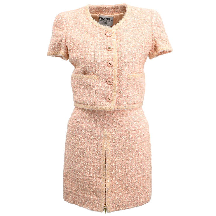 Chanel 1995 Setup Suit Jacket Skirt Pink #36