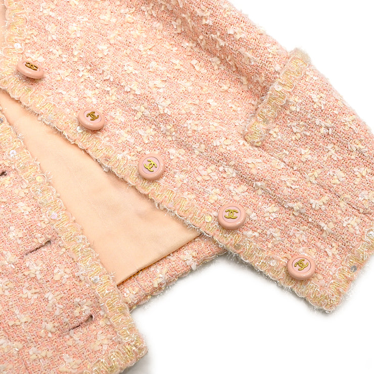 Chanel 1995 Setup Suit Jacket Skirt Pink #36