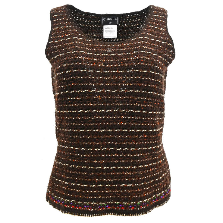 Chanel 1998 Sleeveless Top Brown #42