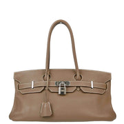 Hermes Etoupe Taurillon Clemence Shoulder Birkin Handbag