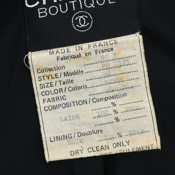 Chanel 1993 Single Breasted Jacket Black #38