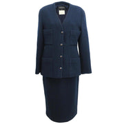 Chanel 1993 Setup Suit Jacket Skirt Navy #40