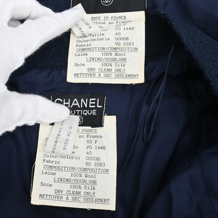 Chanel 1993 Setup Suit Jacket Skirt Navy #40