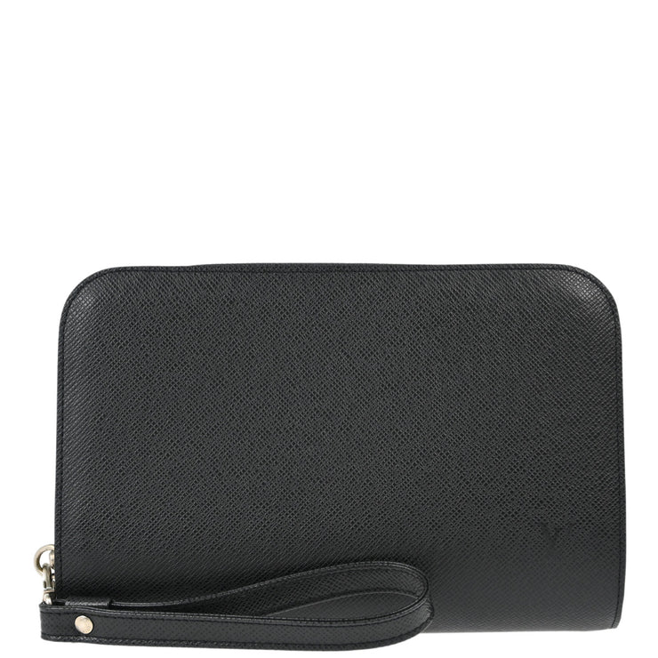 Louis Vuitton Black Taiga Baikal Clutch Handbag M30182