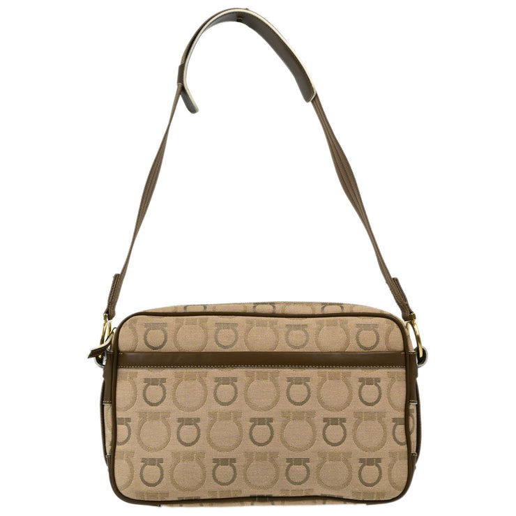 Salvatore Ferragamo Beige Canvas Shoulder Bag