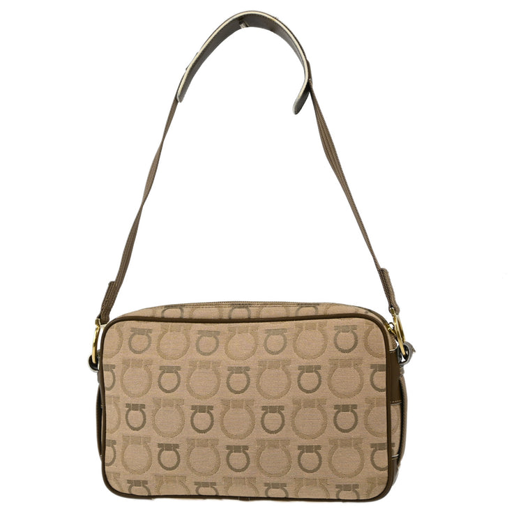 Salvatore Ferragamo Beige Canvas Shoulder Bag