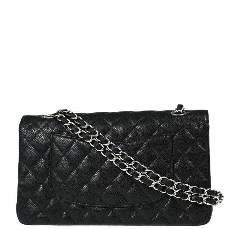 Chanel 2008-2009 Black Caviar Medium Classic Double Flap Shoulder Bag