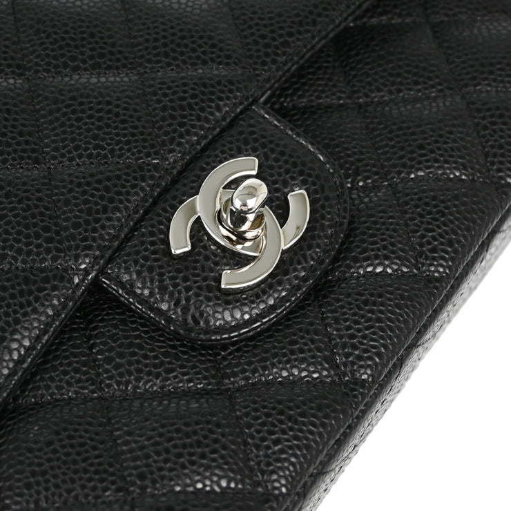 Chanel 2008-2009 Black Caviar Medium Classic Double Flap Shoulder Bag