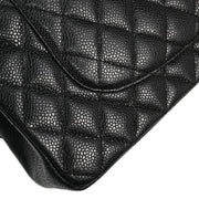 Chanel 2008-2009 Black Caviar Medium Classic Double Flap Shoulder Bag