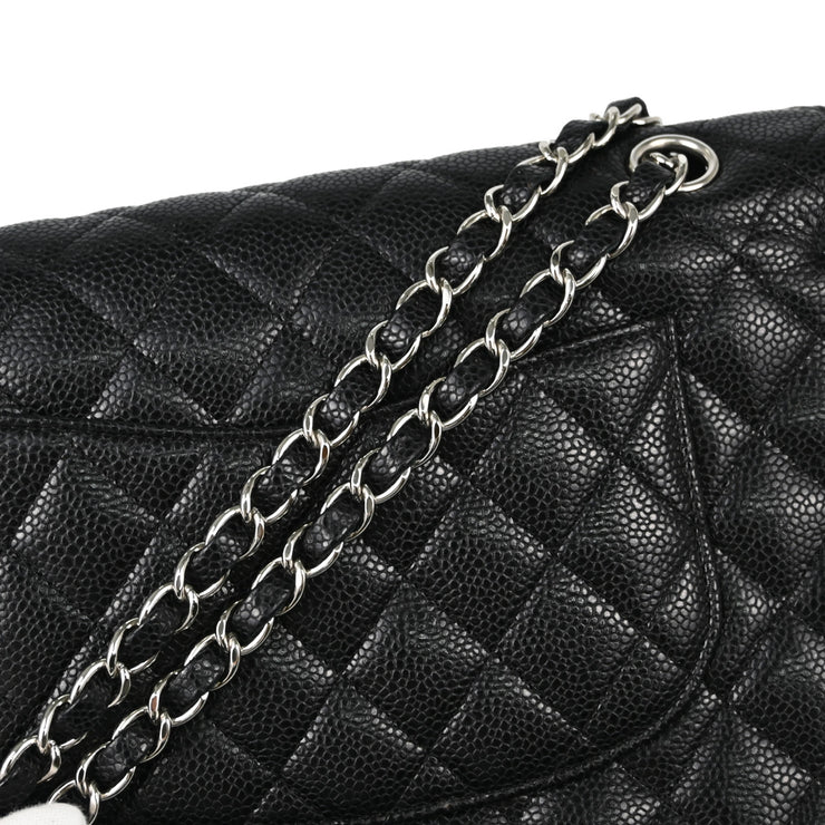 Chanel 2008-2009 Black Caviar Medium Classic Double Flap Shoulder Bag