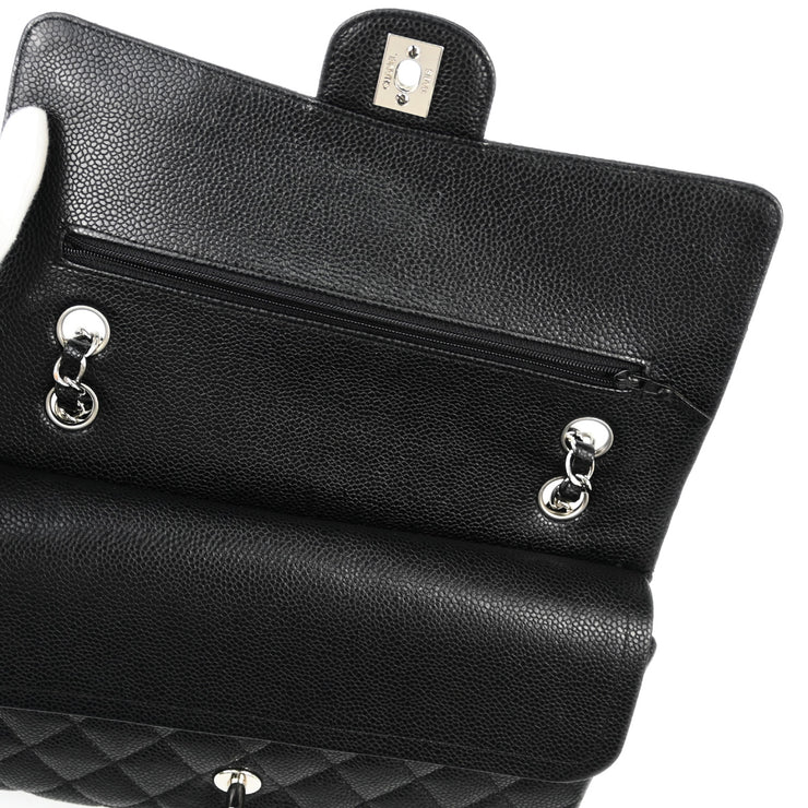 Chanel 2008-2009 Black Caviar Medium Classic Double Flap Shoulder Bag