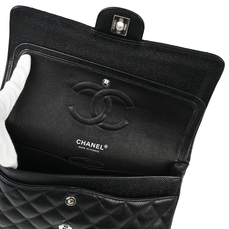 Chanel 2004-2005Black Caviar Medium Classic Double Flap Shoulder Bag