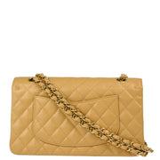 Chanel 2003-2004 Beige Caviar Medium Classic Double Flap Shoulder Bag