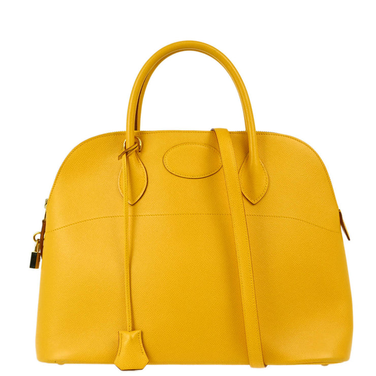 Hermes Jaune Courchevel Bolide 35 2way Shoulder Handbag