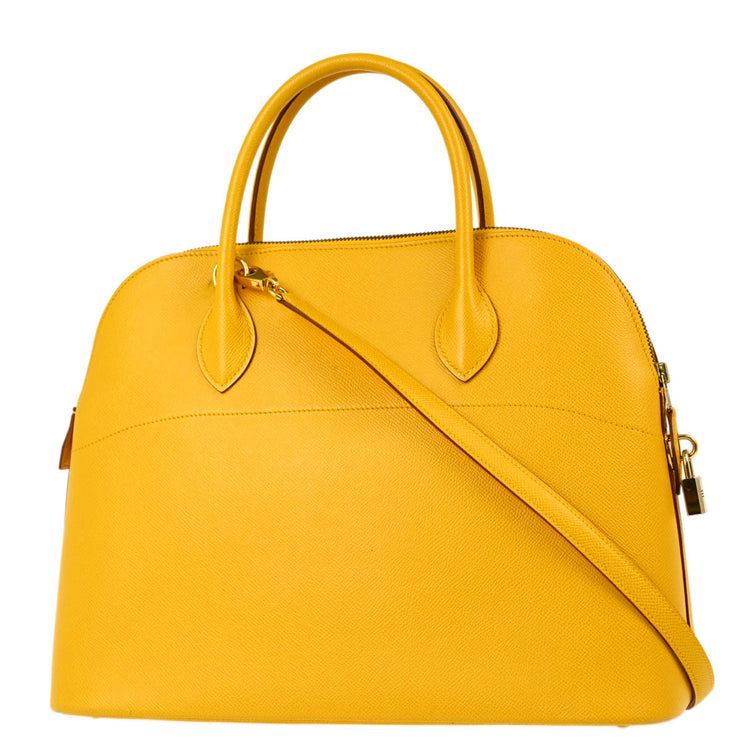 Hermes Jaune Courchevel Bolide 35 2way Shoulder Handbag