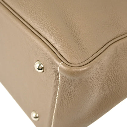 Hermes 2006 Etoupe Taurillon Clemence Victoria Cabas Tote Handbag