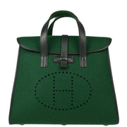 Hermes 1999 Vert Fonce Feutre Feudou Tote Handbag