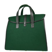 Hermes 1999 Vert Fonce Feutre Feudou Tote Handbag