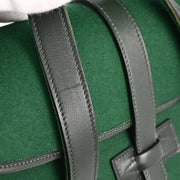 Hermes 1999 Vert Fonce Feutre Feudou Tote Handbag