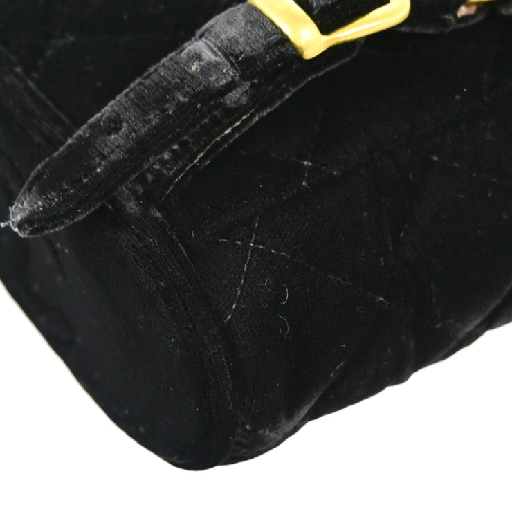 Chanel 1994-1996 Black Velvet Duma Backpack Small