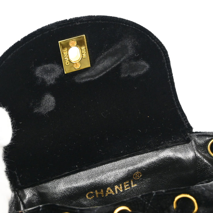 Chanel 1994-1996 Black Velvet Duma Backpack Small