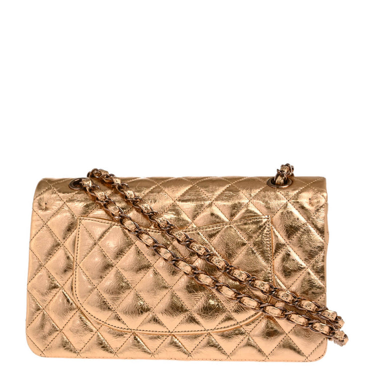 Chanel Metallic Gold Lambskin Medium Classic Double Flap Shoulder Bag