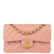 Chanel 2003-2004 Pink Caviar Small Classic Double Flap Shoulder Bag