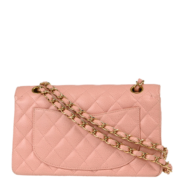 Chanel 2003-2004 Pink Caviar Small Classic Double Flap Shoulder Bag