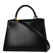 Hermes Black Box Calf Kelly 28 Sellier 2way Shoulder Handbag