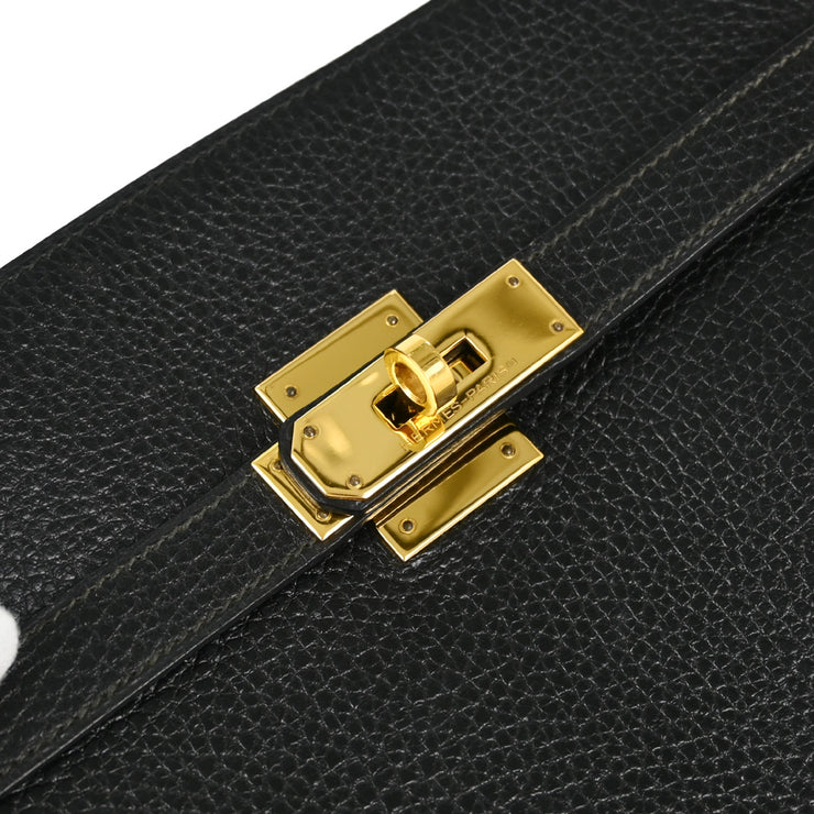 Hermes 1994 Black Ardennes Kelly Sport GM Shoulder Bag