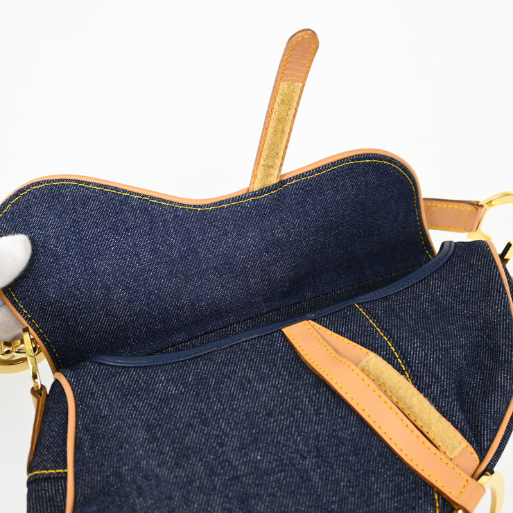 Christian Dior Navy Denim Saddle Handbag