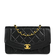 Chanel 1996-1997 Black Lambskin Small Diana Shoulder Bag