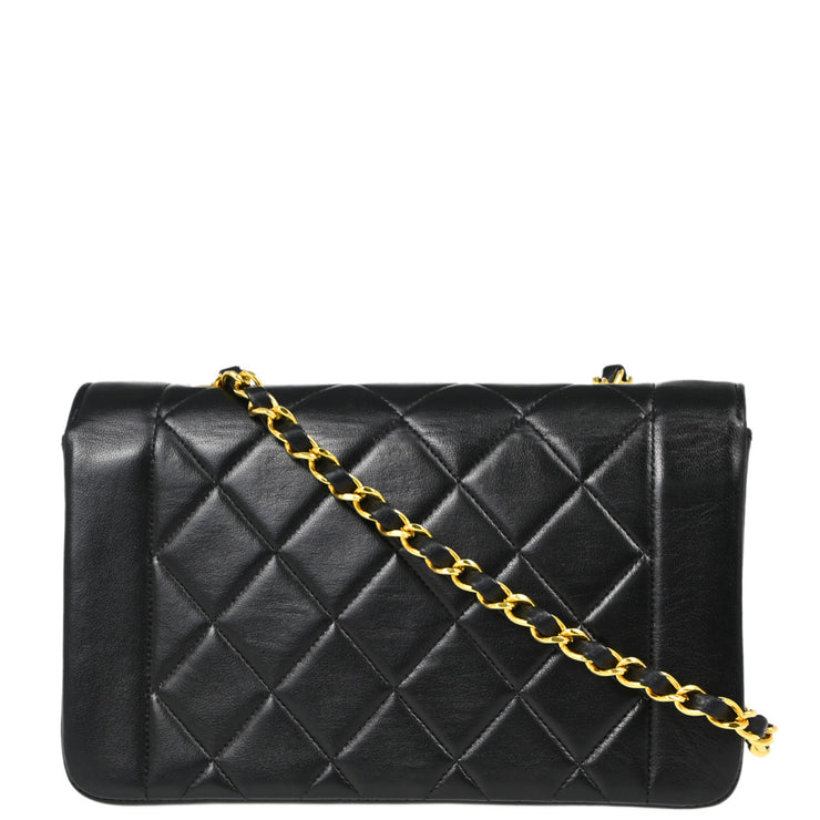 Chanel 1996-1997 Black Lambskin Small Diana Shoulder Bag