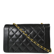 Chanel 1991-1994 Black Lambskin Medium Diana Shoulder Bag