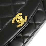 Chanel 1991-1994 Black Lambskin Medium Diana Shoulder Bag