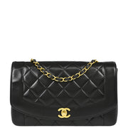 Chanel 1994-1996 Black Lambskin Medium Diana Shoulder Bag