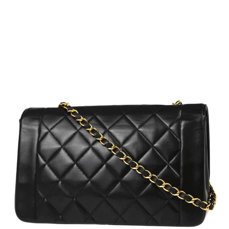 Chanel 1994-1996 Black Lambskin Medium Diana Shoulder Bag