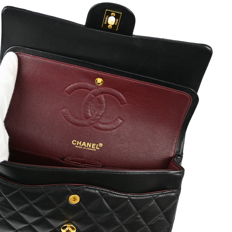 Chanel 2000-2001 Black Lambskin Medium Classic Double Flap Shoulder Bag