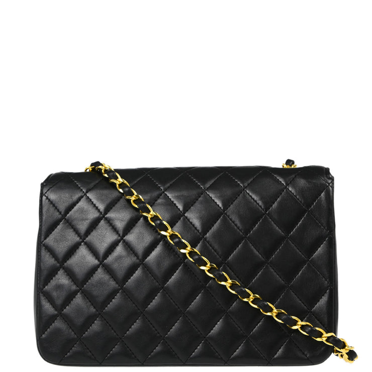 Chanel 1989-1991 Black Lambskin Shoulder Bag