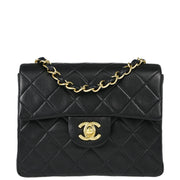 Chanel Black Lambskin Mini Classic Square Flap Shoulder Bag 17