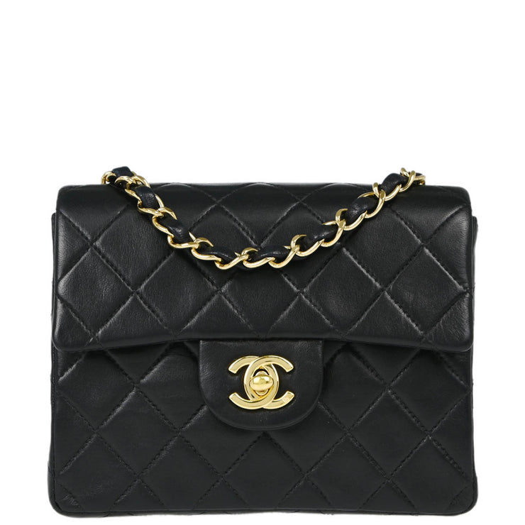 Chanel 2000-2001 Black Lambskin Mini Classic Square Flap Shoulder Bag 17