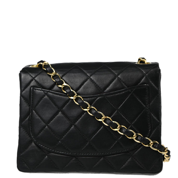 Chanel Black Lambskin Mini Classic Square Flap Shoulder Bag 17