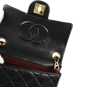 Chanel Black Lambskin Mini Classic Square Flap Shoulder Bag 17