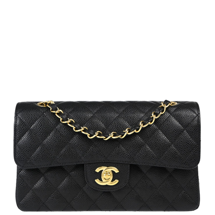 Chanel 2005-2006 Black Caviar Small Classic Double Flap Shoulder Bag