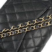 Chanel 2005-2006 Black Caviar Small Classic Double Flap Shoulder Bag