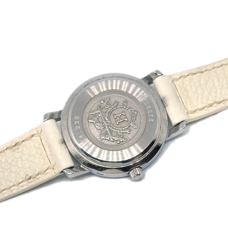 Hermes CL4.230 Clipper Nacre Quartz Watch SS White