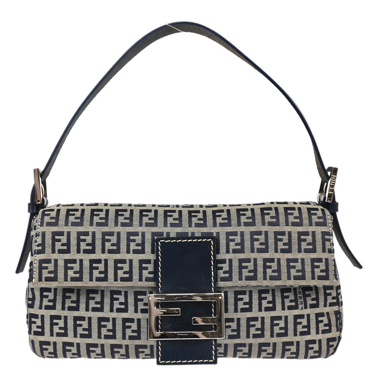 Fendi Gray Canvas Zucchino Baguette Handbag