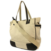 Loewe Beige Canvas 2way Shoulder Tote Handbag