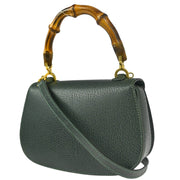 Gucci Green Bamboo 2way Shoulder Handbag