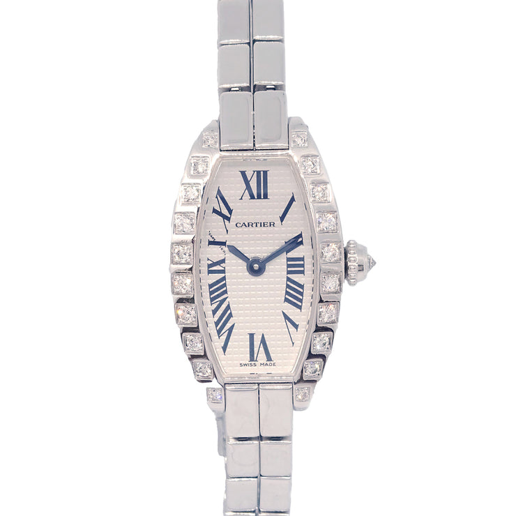 Cartier Lanieres Tonneau Quartz Watch Ref.WJ2004W3 18KWG Diamond